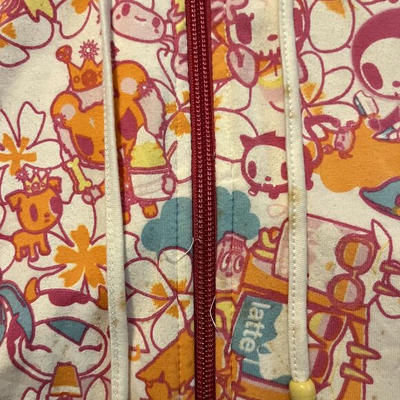 tokidoki Paradise Beach Hoodie Women’s Large Full Zip Short Sleeve Rare Graphic - Picture 5 of 16
